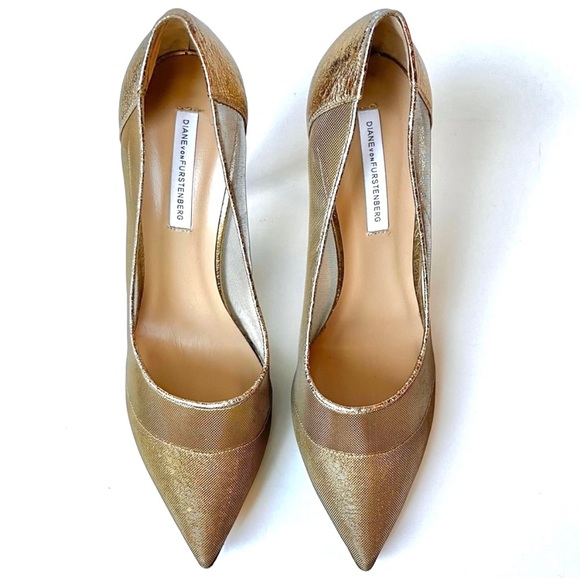 DVF Gold Mesh Stiletto Heels 9.5 - Picture 6 of 11